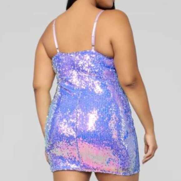 Fashion Nova Curve Plus Size - Flashing Lights Sequin Dress - Purple - Size 3X - Picture 8 of 12